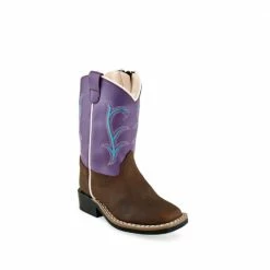 Jama Oldwest Girl's Western Boot Brown/Purple - BSI1907 - Kid's Western Boots