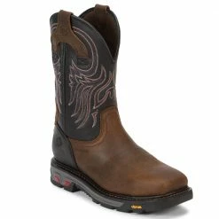 Justin Men's Reddish Waxy Milled Buffalo Steel Toe Commander-X5 Work Boots WK2104 - Men's Work & Safety Shoes