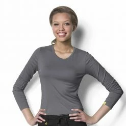 WonderWink Women's Silky Long Sleeve Tee Pewter - 2009APEW - Tops