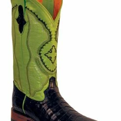 Ferrini Men's Black/Lime Caiman Print S-toe Boots 12493-04 - Men's Boots