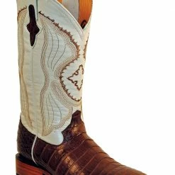 Ferrini Men's Chocolate/Pearl Caiman Print S-Toe Boots 12493-09 - Men's Boots