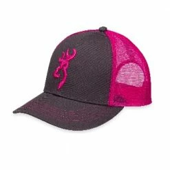 Browning Women's Cap - Flashback Neon - Neon Pink Mesh Back with Charcoal Front and Neon Pink Accents - Hats