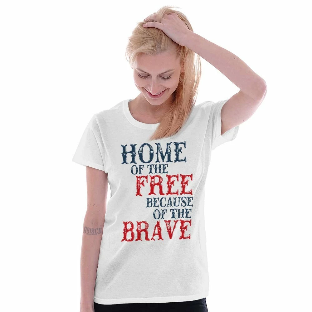 Brisco Apparel Brisco Brands Home Of The Free Because Brave Adult Short Sleeve T-Shirt - 20A1225000LWHT - T-Shirts 3 Brisco Apparel Brisco Brands Home Of The Free Because Brave Adult Short Sleeve T-Shirt - 20A1225000LWHT - T-Shirts