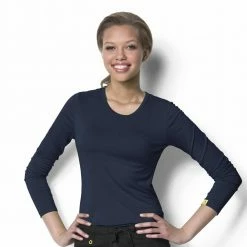 WonderWink Women's Silky Long Sleeve Tee Navy - 2009ANVY - Tops