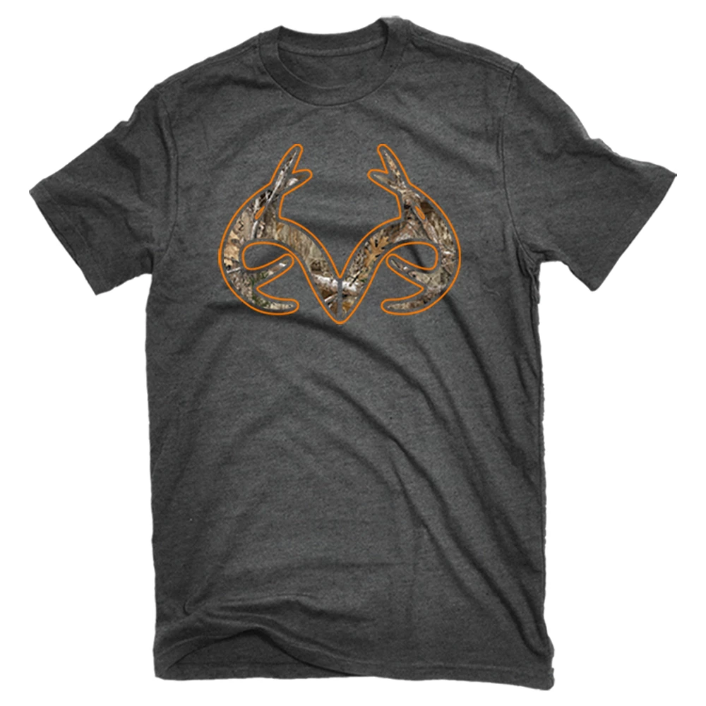 RK RealTree Men's Camo Filled Outline Antler Short Sleeve T-Shirt Charcoal Heather - RTP-3021-CLH - T-Shirts 3 RK RealTree Men's Camo Filled Outline Antler Short Sleeve T-Shirt Charcoal Heather - RTP-3021-CLH - T-Shirts