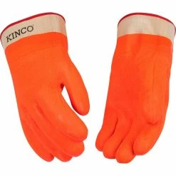 Kinco Lined Hi-Vis Orange Sandy Finish PVC Gloves with Safety Cuff - 4160L -Clothing & Shoes Sales 141e388c17ea7fb7236af21c19ec134068770e71 4160 1