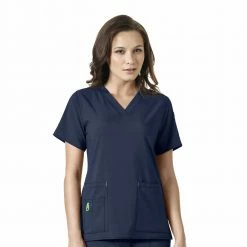 Carhartt Women's V-Neck Tech Scrub Top Navy - C12110ANVY - Tops
