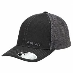 Ariat Men's Flex Fit 110 Offset Text Cap Black - 1597501 - Hats & Caps