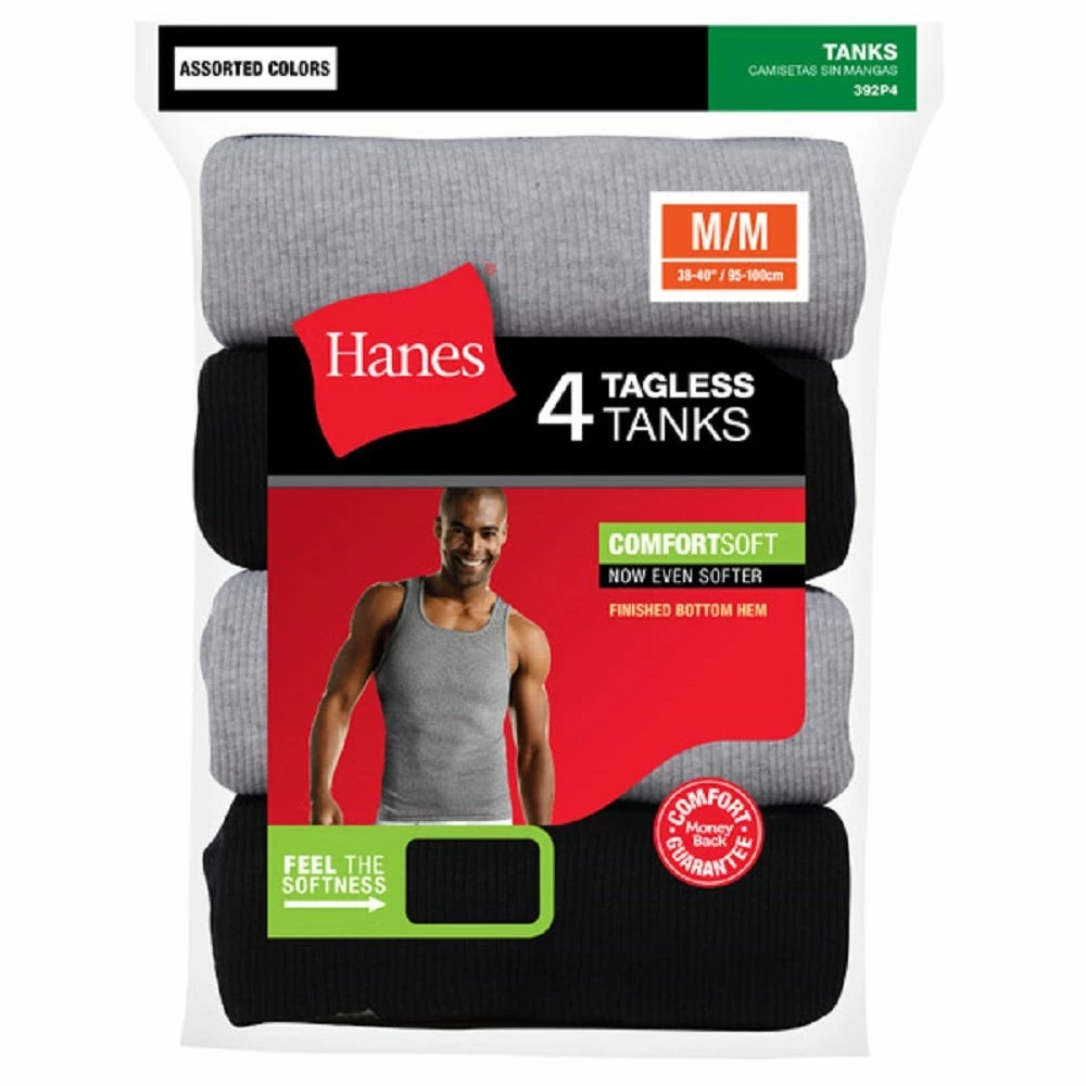 Hanes Men's FreshIQ ComfortSoft Dyed Tank Undershirt 4 Pack - 392P4 - Undershirts 3 Hanes Men's FreshIQ ComfortSoft Dyed Tank Undershirt 4 Pack - 392P4 - Undershirts