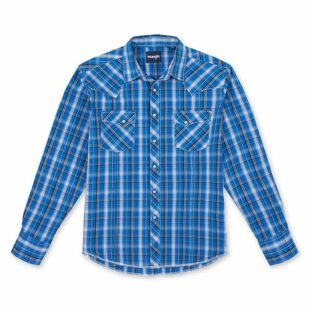 Wrangler Men's Western Fashion Snap Long Sleeve Shirt Blue - MVG293B - Long Sleeve Shirts 3 Wrangler Men's Western Fashion Snap Long Sleeve Shirt Blue - MVG293B - Long Sleeve Shirts