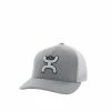 Hooey Men's Coach Grey/White 5-Panel Flexfit Cap, S/M - 2212GYWH-01 - Hats