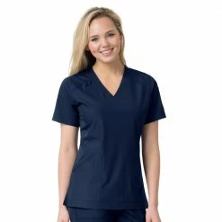 Carhartt Women's Multi-Pocket V-Neck Scrub Top Navy - C12106ANVY - Tops