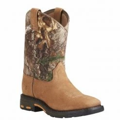 Ariat Youth Workhog Wide Square Toe Aged Bark/Realtree X-tra 10020104 - Kid's Western Boots