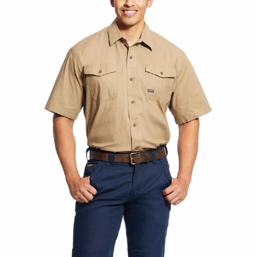 Ariat Men's Rebar Made Tough DuraStretch Work Shirt Khaki - 10025391 - Shirts 3 Ariat Men's Rebar Made Tough DuraStretch Work Shirt Khaki - 10025391 - Shirts