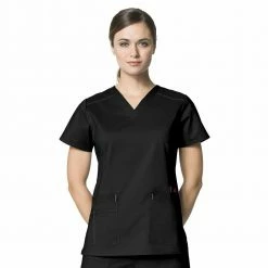 WonderWink Women's Verity V-Neck Scrub Top Black - 6108ABLK - Tops