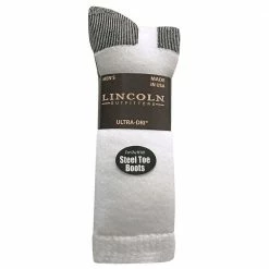 Lincoln Outfitters Men's Ultra-Dri Steel Toe Work Sock 2 Pack White - L2/837-W - Socks