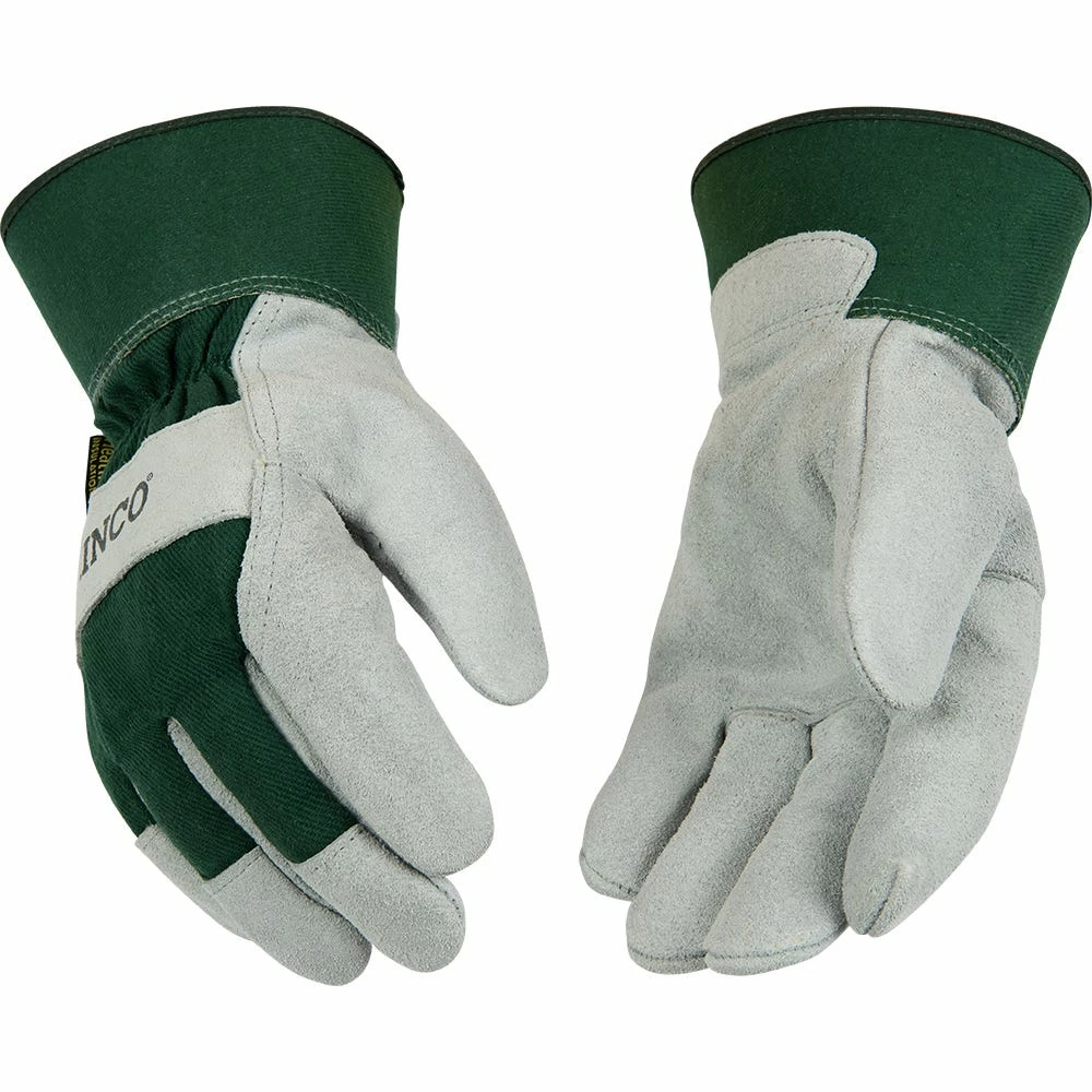 Kinco Men's Lined Suede Cowhide Palm with Safety Cuff Gloves Green - 1932 3 Kinco Men's Lined Suede Cowhide Palm with Safety Cuff Gloves Green - 1932