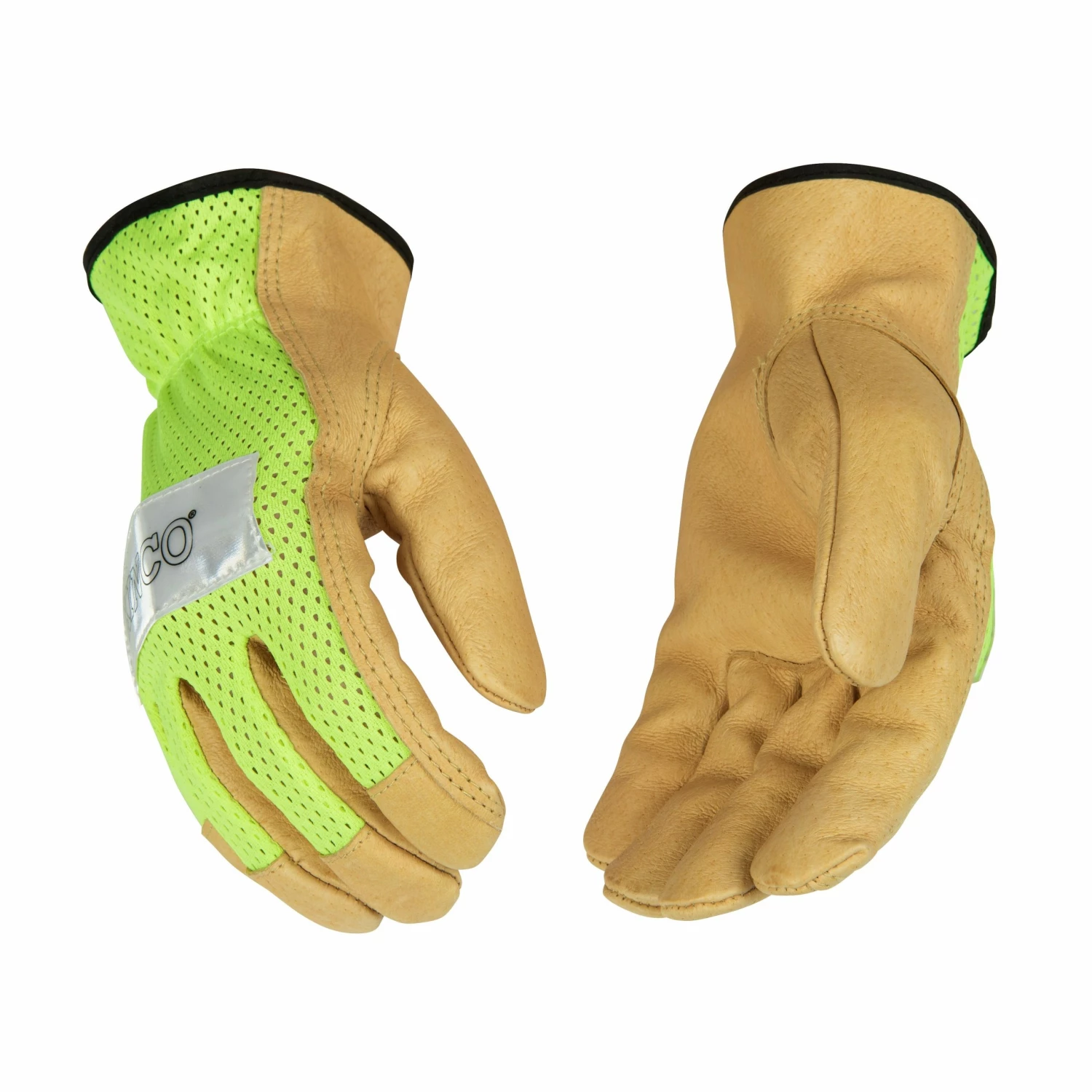 Kinco Unlined Hi-Vis Green Mesh & Grain Pigskin Palm 908 - Gloves 5 Kinco Unlined Hi-Vis Green Mesh & Grain Pigskin Palm 908 - Gloves - Image 3