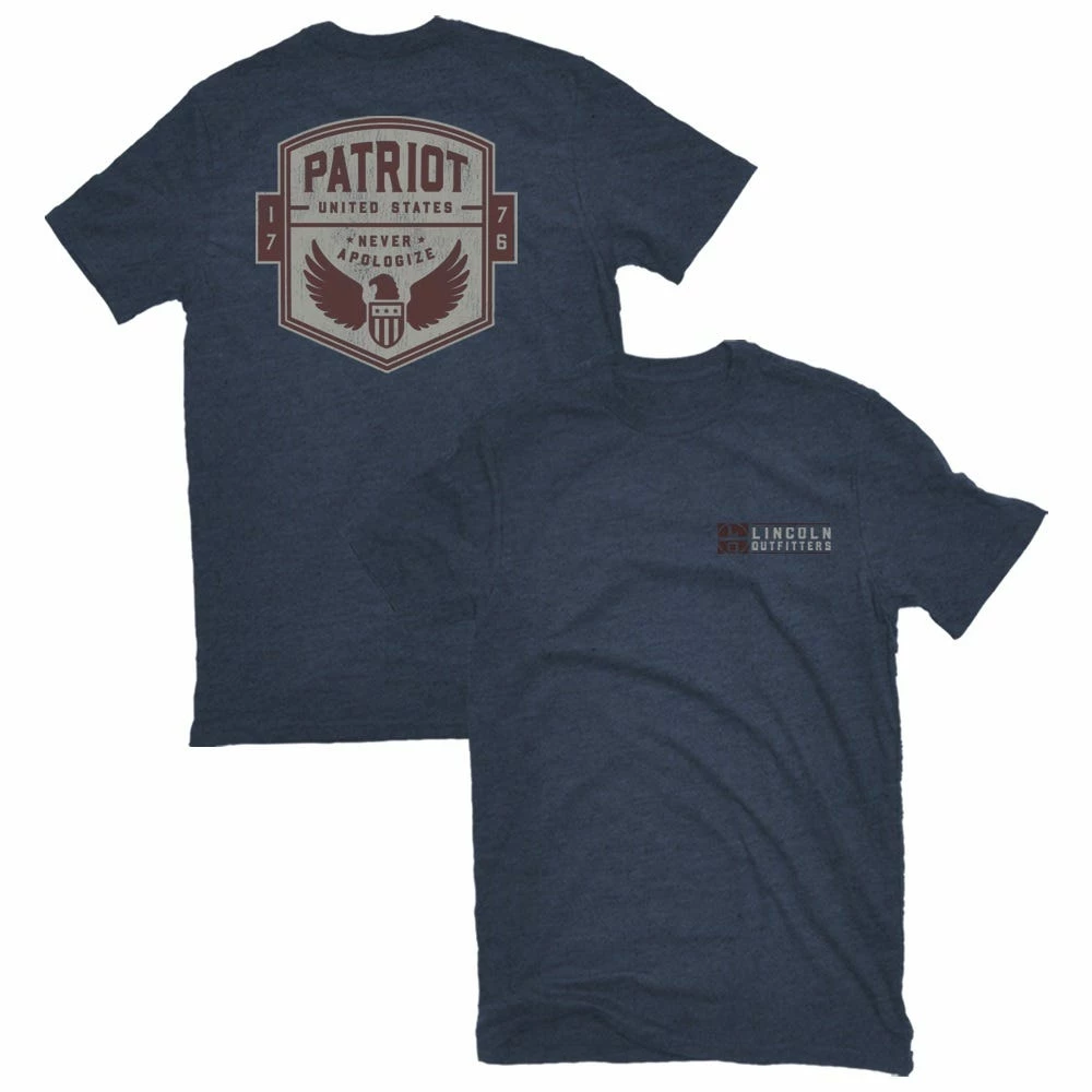 Lincoln Outfitters Men's Short Sleeve Patriot Shield T-Shirt Vintage Indigo Black Heather - LO-133-VIBH - T-Shirts