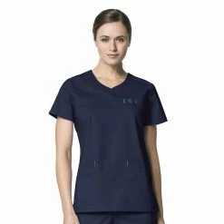 WonderWink Women's Patience Curved Notch Neck Top Navy - 6208ANVY - Tops