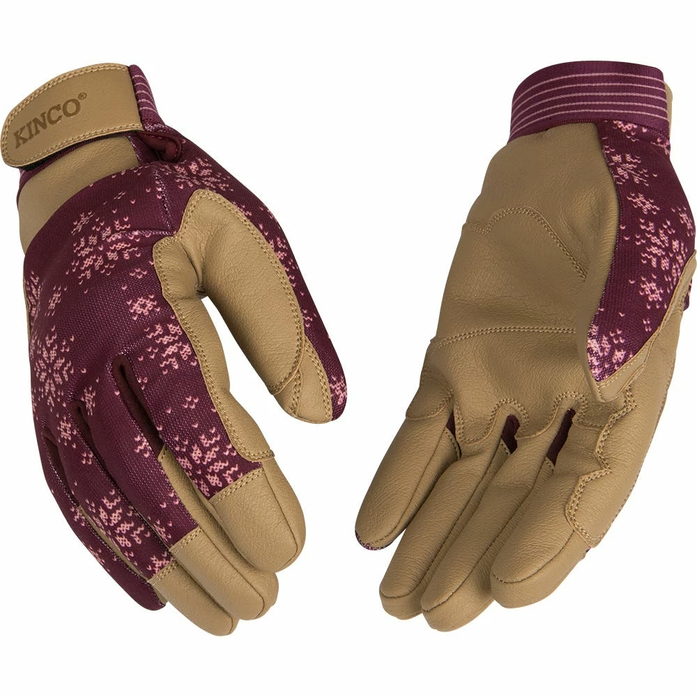 Kinco Women's KincoPro Lined Burgundy Synthetic with Pull-Strap Gloves Red - 2002HKW 3 Kinco Women's KincoPro Lined Burgundy Synthetic with Pull-Strap Gloves Red - 2002HKW