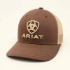Ariat Men's R112 Cap with Center Signature Logo Shield Brown - A300003102 - Hats & Caps