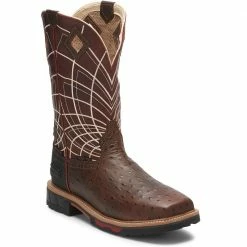Justin Men's Derrickman - Ostrich Print Composite Toe Boot - WK4835 - Men's Work & Safety Shoes