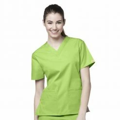 WonderWink Women's The Bravo V-Neck Top Green Apple - 6016AGAP - Tops