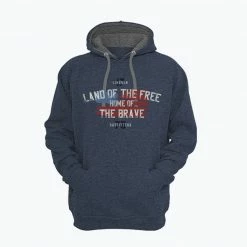 Lincoln Outfitters Home Of The Brave Men's Long Sleeve Hoodie Denim Heather - LOH-47 - Hooded Sweatshirts