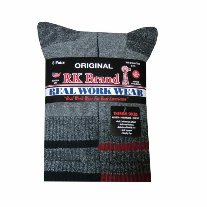 Rural King Men's Thermal Merino Wool Blend Sock 6 Pack Large - 6/72212-GRY-L - Socks 3 Rural King Men's Thermal Merino Wool Blend Sock 6 Pack Large - 6/72212-GRY-L - Socks