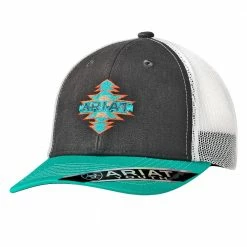 Ariat Girls Grey Cap With Ariat Aztec Embroidery Logo 1519006 - Accessories