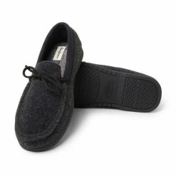 Dearfoams Men's Men's Richard Felted Wool Tie Moc, Black - 40695 - Men's Shoes