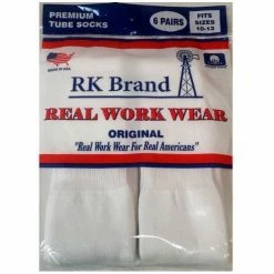 Rural King Men's 6 Pack Tube Sock White Large - 8719-W-L - Socks