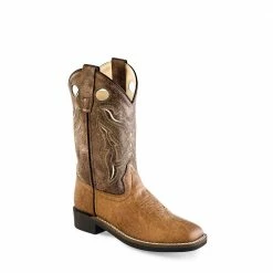 Jama Oldwest Boy's Western Boot Tan/Brown - VB9113Y - Kid's Western Boots