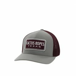 Hooey Men's Cactus Ropes CR84 Grey/Maroon 5-Panel Flexfit Cap, S/M - CR084-01 - Hats