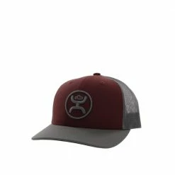 Hooey Men's O Classic Maroon/Grey 6-Panel Trucker Hat, One Size - 2209T-MAGY - Hats