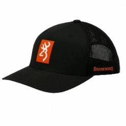 Browning Men's Cap - Snap Shot Orange - Black Mesh Back With Black Front with Orange Accents - Hats