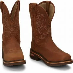 Justin Men's Resistor 11" Square Toe Pull-on Russet Brown - CR4016 - Men's Boots