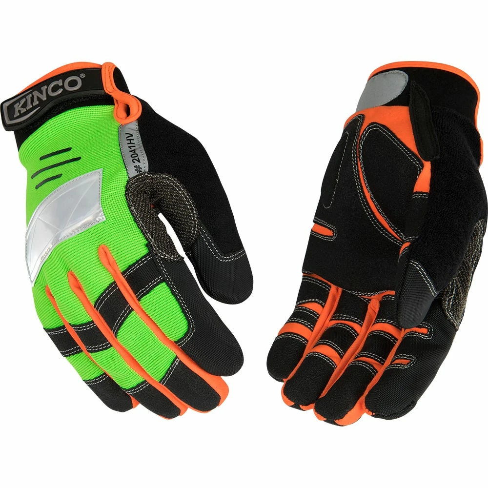 Kinco Men's KincoPro Hi-Vis General Synthetic with Pull-Strap Gloves Green - 2041HV 3 Kinco Men's KincoPro Hi-Vis General Synthetic with Pull-Strap Gloves Green - 2041HV