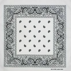 Artex Paisley Bandana White with Black - 8B004 - Apparel Accessories