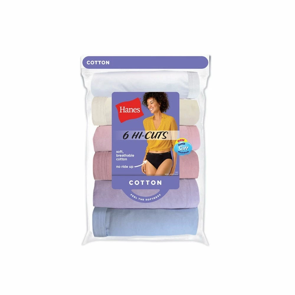 Hanes Cool Comfort Women's Cotton Hi-Cut Panties 6 Pack - PP43WB - Women's Socks & Intimates 3 Hanes Cool Comfort Women's Cotton Hi-Cut Panties 6 Pack - PP43WB - Women's Socks & Intimates