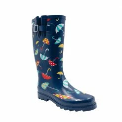 CHATTIES Women's Navy Umbrella Rubber Rainboots - RBW42987-NVY - Women's Boots