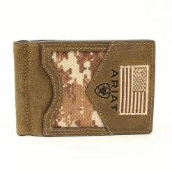 Ariat Money Clip Flag Patch Medium Brown A3536944 - Money Clips Men's