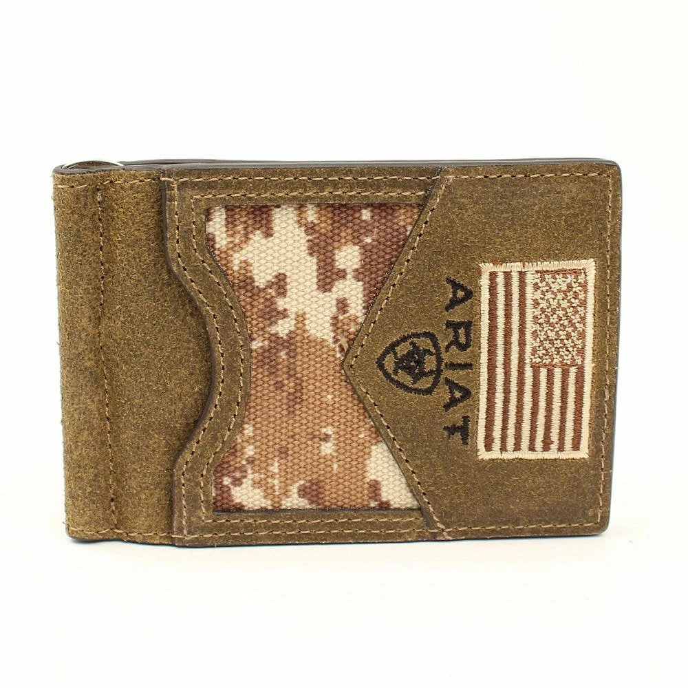 Ariat Money Clip Flag Patch Medium Brown A3536944 - Money Clips Men's 3 Ariat Money Clip Flag Patch Medium Brown A3536944 - Money Clips Men's