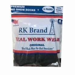 Rural King Men's 6 Pack No-Show Socks - Black / Size Large 616-L