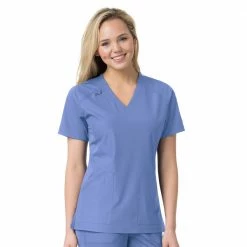 Carhartt Women's Multi-Pocket V-Neck Scrub Top Ceil Blue - C12106ACBL - Tops