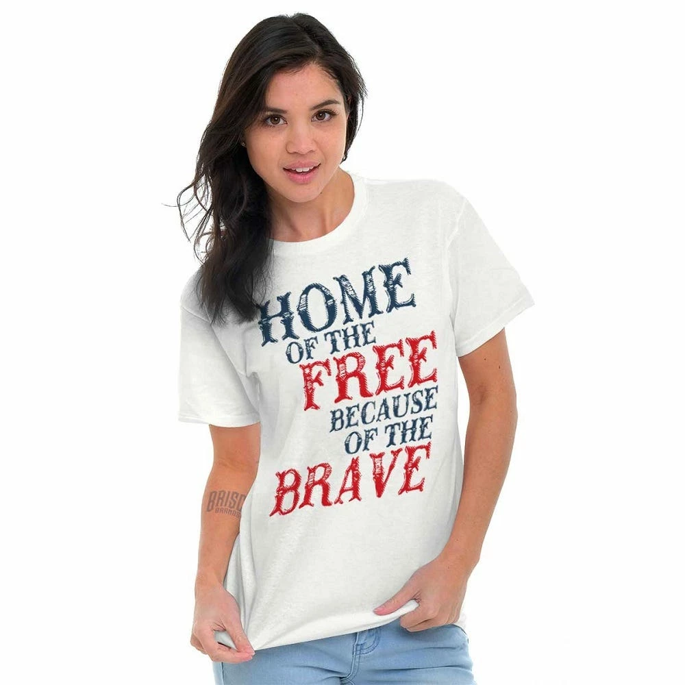 Brisco Apparel Brisco Brands Home Of The Free Because Brave Short Sleeve Adult T-Shirt - 20A1225000WHT - T-Shirts 3 Brisco Apparel Brisco Brands Home Of The Free Because Brave Short Sleeve Adult T-Shirt - 20A1225000WHT - T-Shirts
