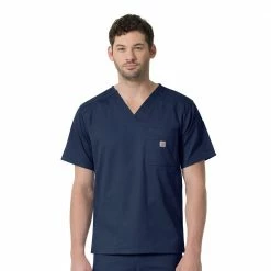 Carhartt Men's Slim Fit 6 Pocket Scrub Top Navy - C16418ANVY