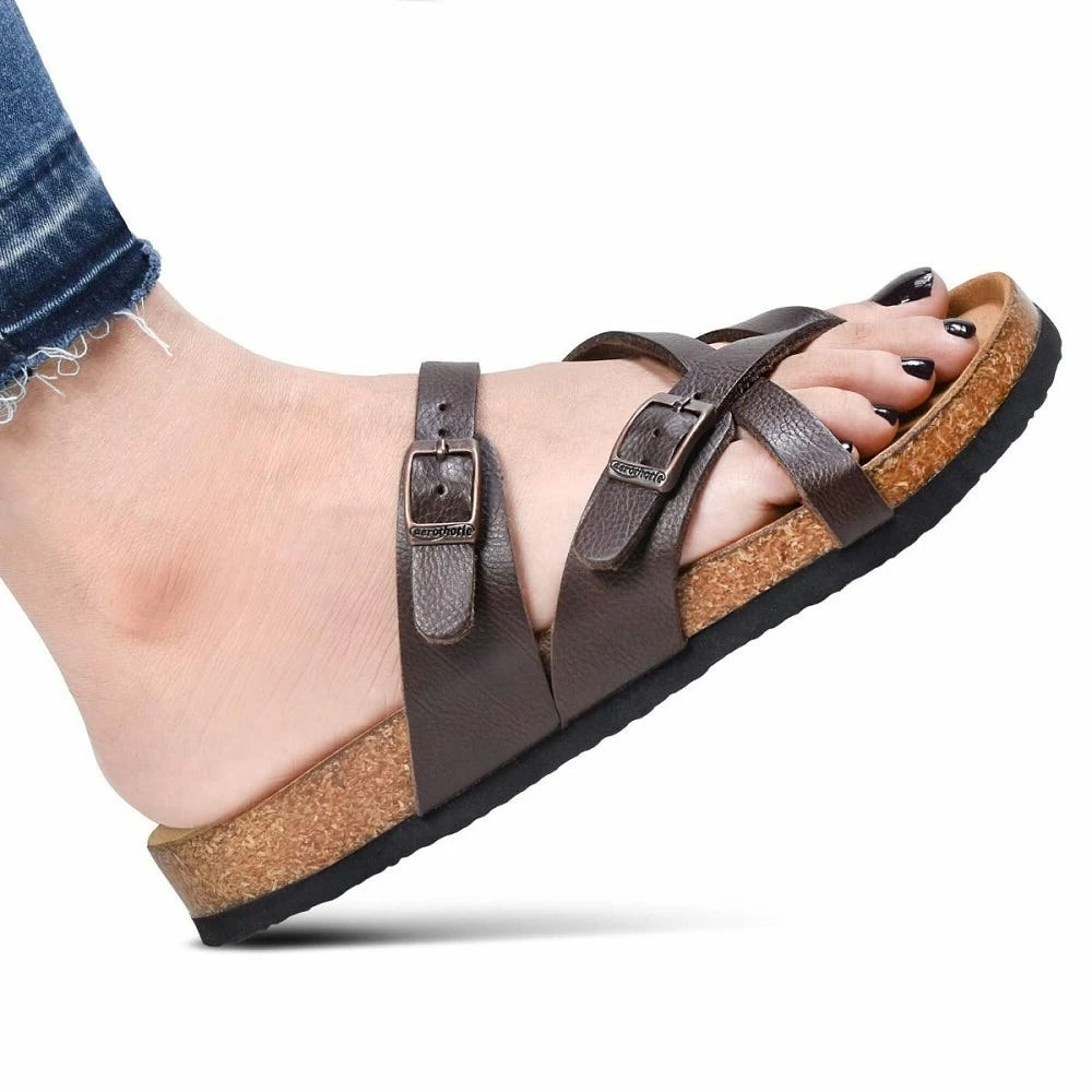 Aerothotic Women's Celestis Strappy Sandals Brown - PU1105-BRN - Women's Sandals 3 Aerothotic Women's Celestis Strappy Sandals Brown - PU1105-BRN - Women's Sandals