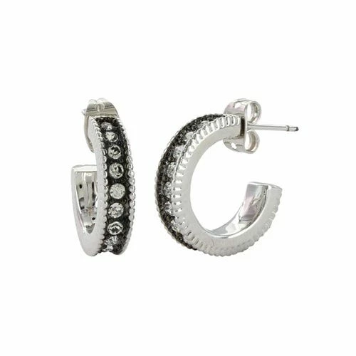 Montana Silversmiths Montana Silversmith Antique Silver Cubic Zirconia Hoop Earrings ER3436 - Jewelry 3 Montana Silversmiths Montana Silversmith Antique Silver Cubic Zirconia Hoop Earrings ER3436 - Jewelry